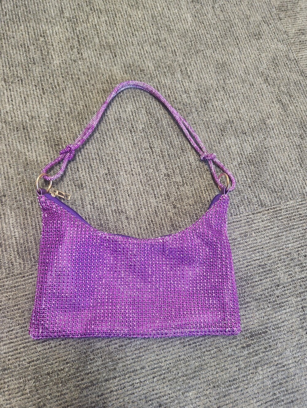 Purple Beaded Shoulder Bag - Women's Evening Bag
